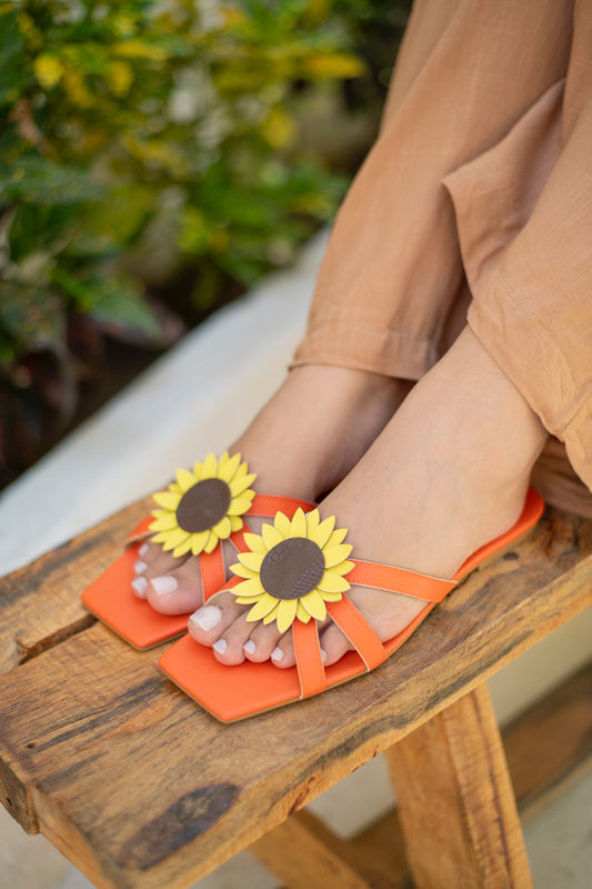 Strap sunflower slipper-orange