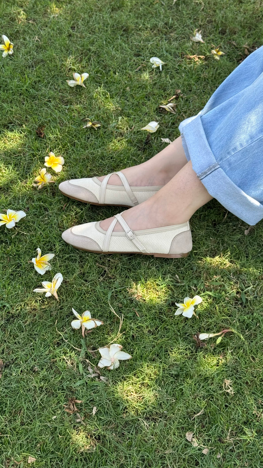 Marie strap flat - Biege