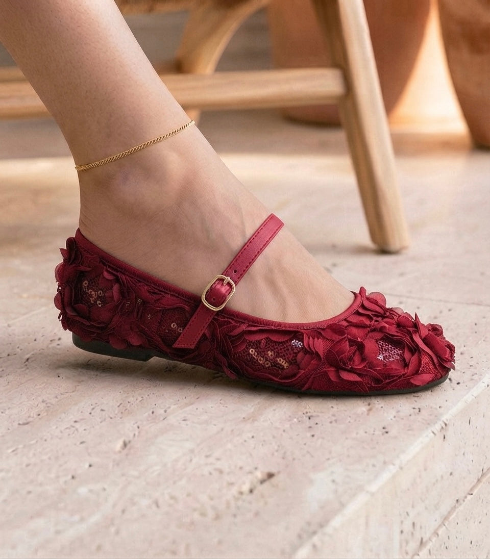 Flora flat - Burgundy