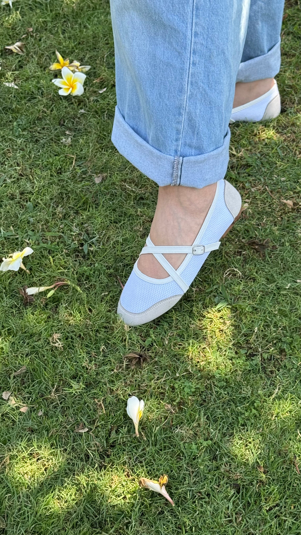 Marie strap flat - White