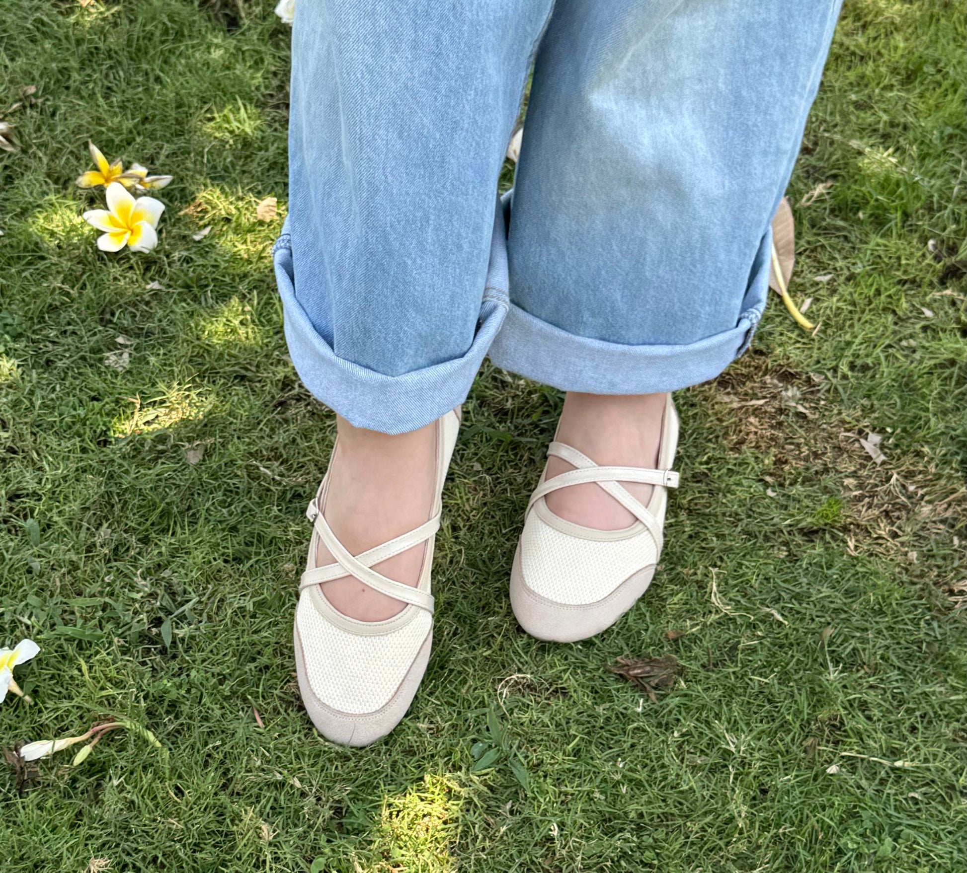 Marie strap flat - Biege