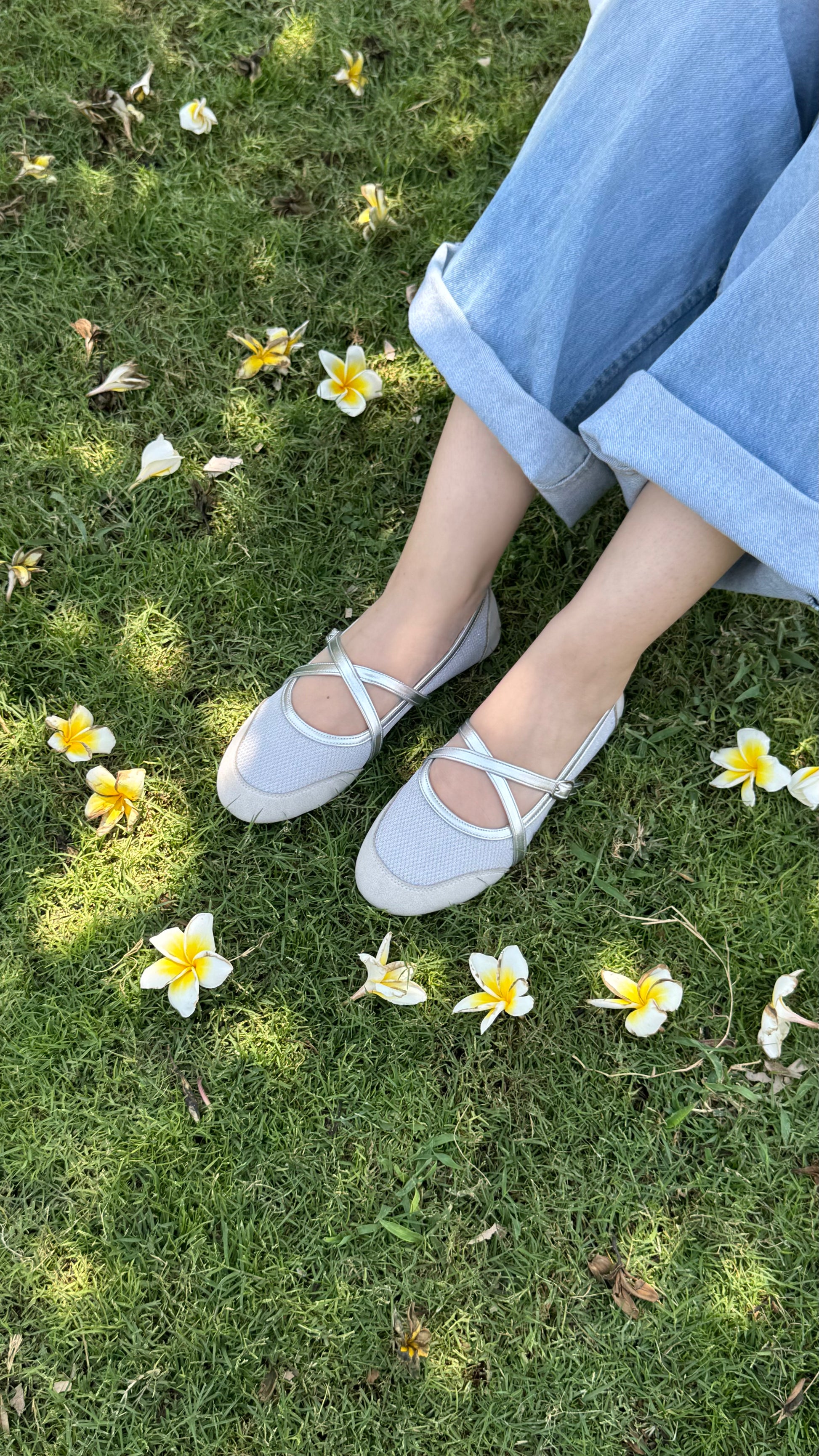 Marie strap flat - Silver