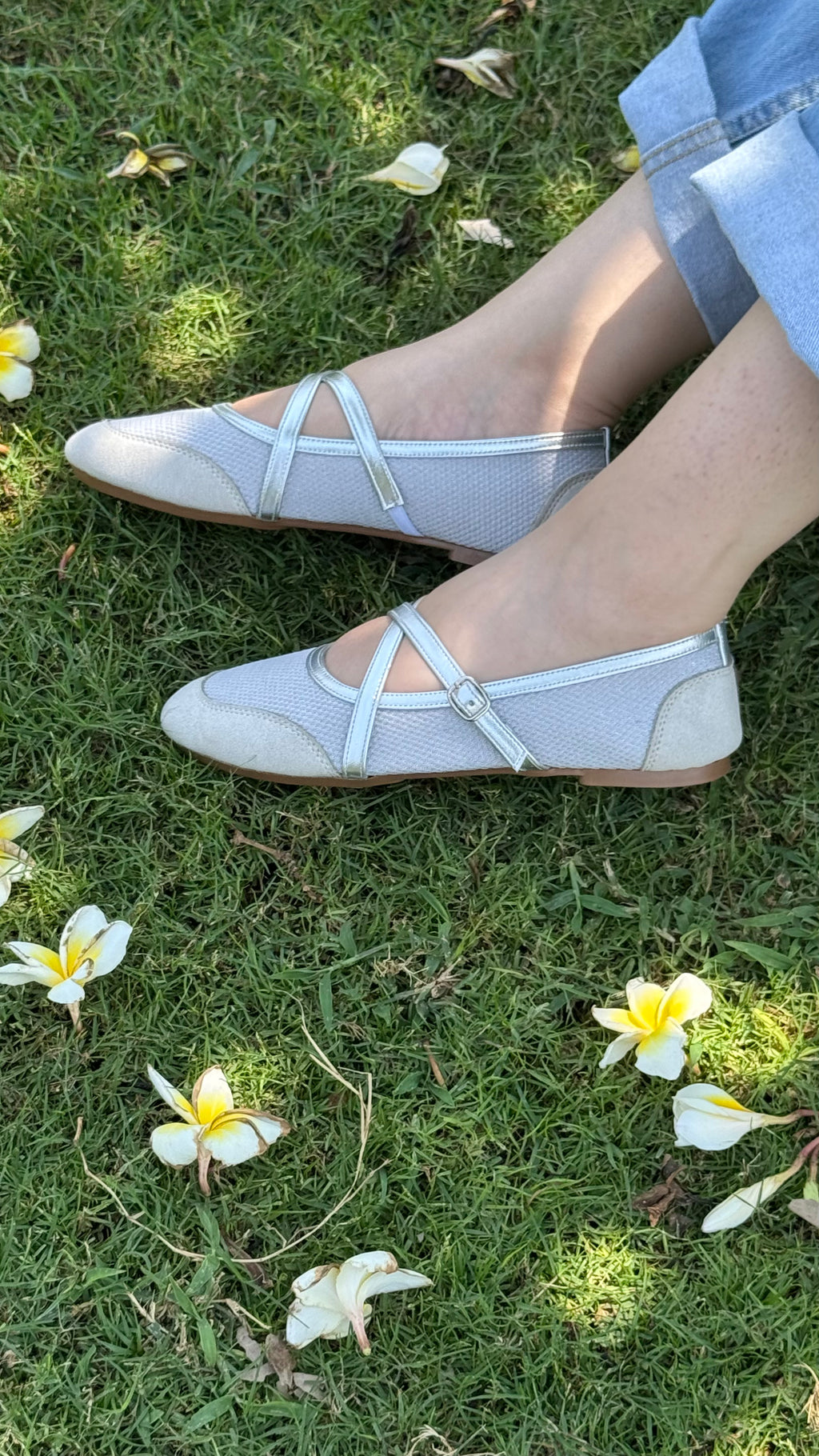 Marie strap flat - Silver