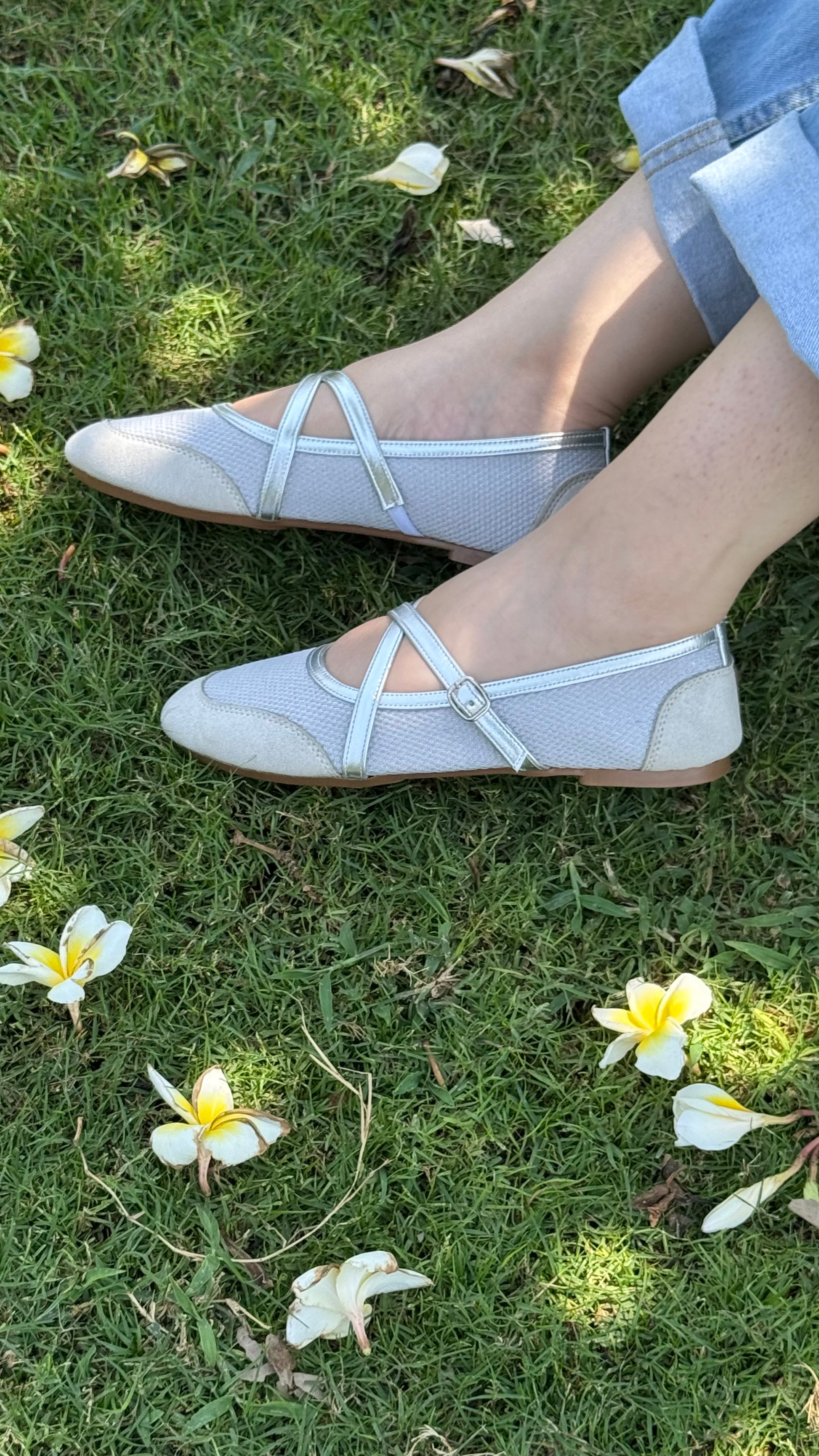 Marie strap flat - Silver