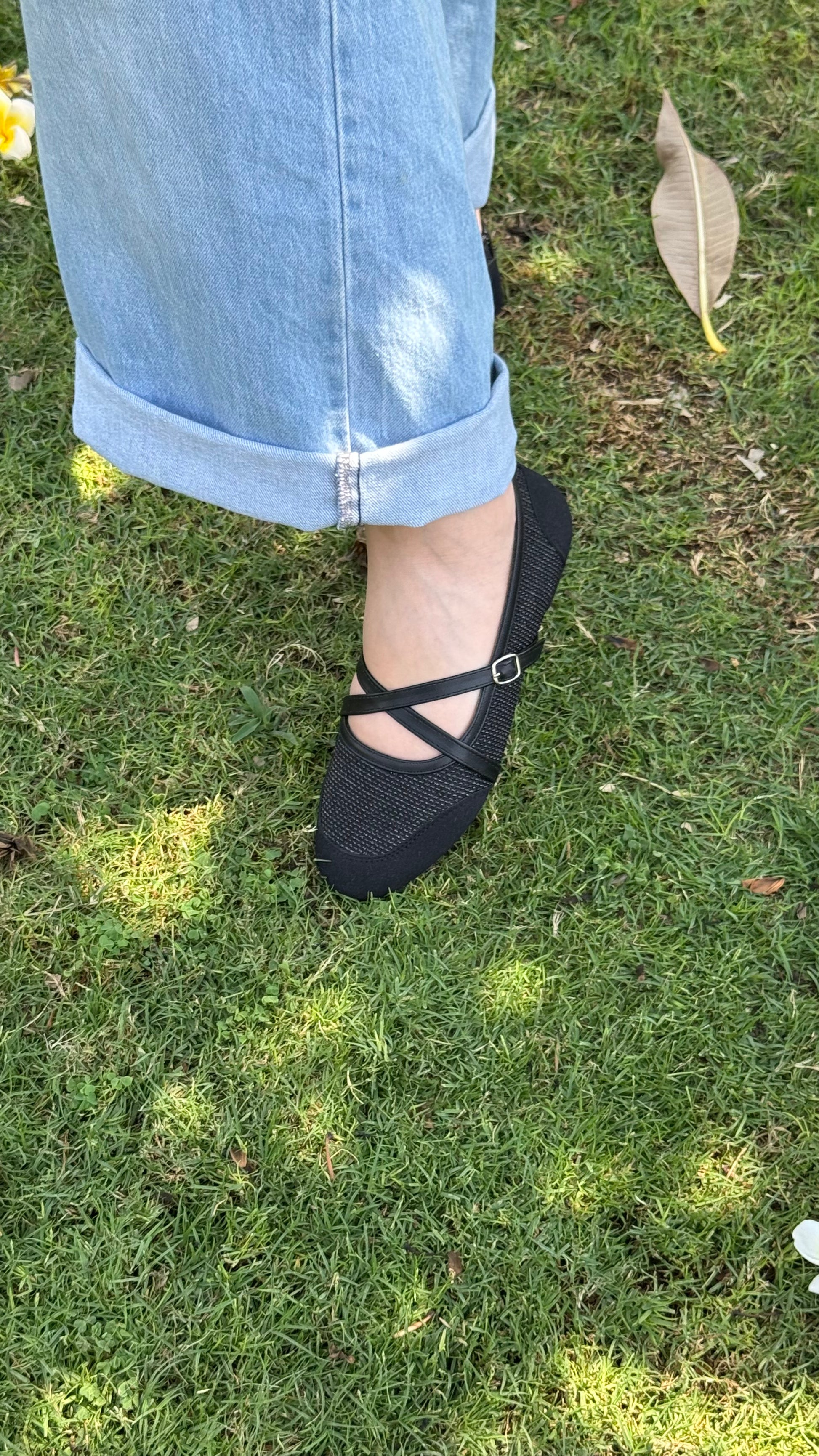Marie strap flat - Black