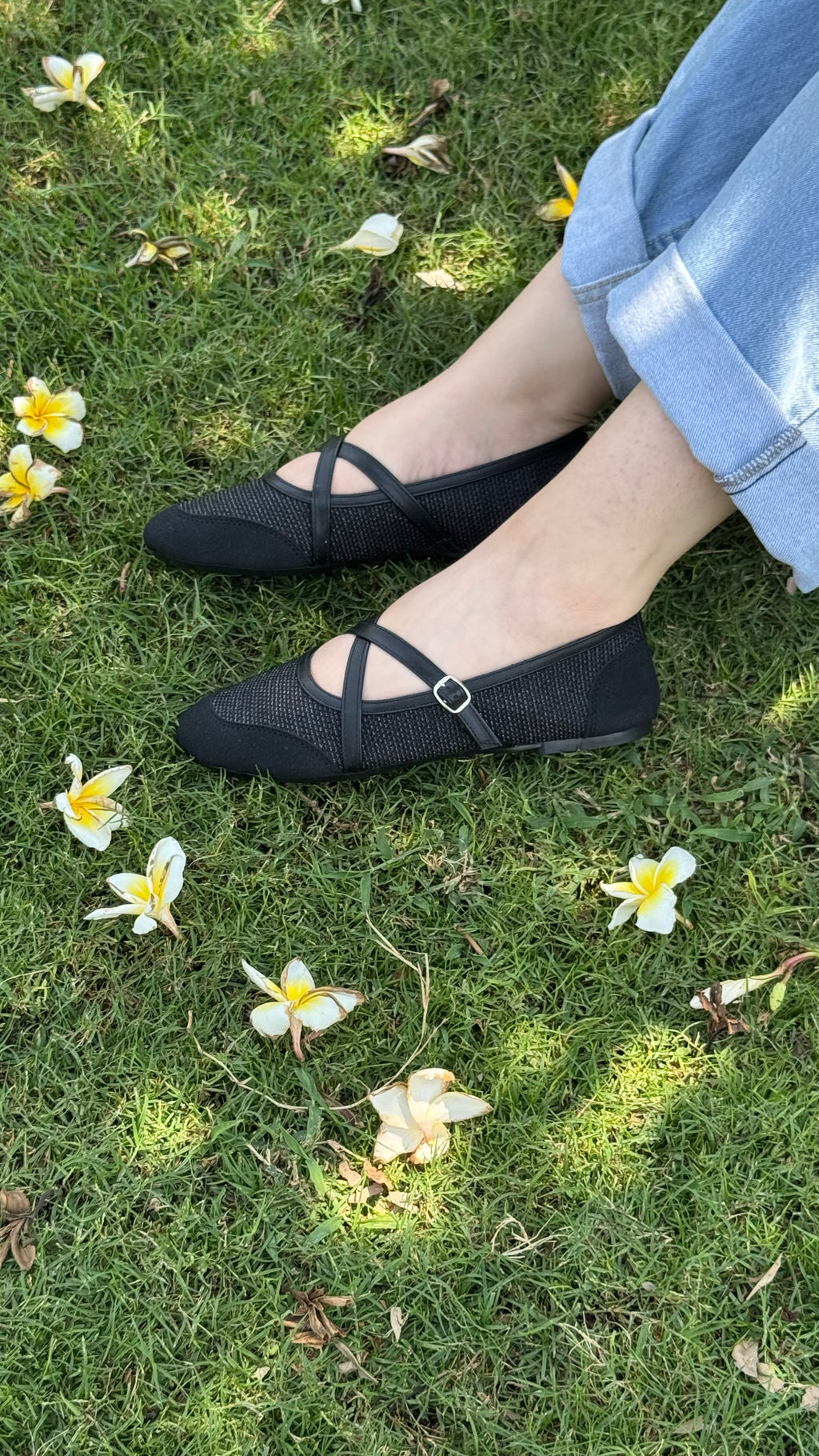 Marie strap flat - Black