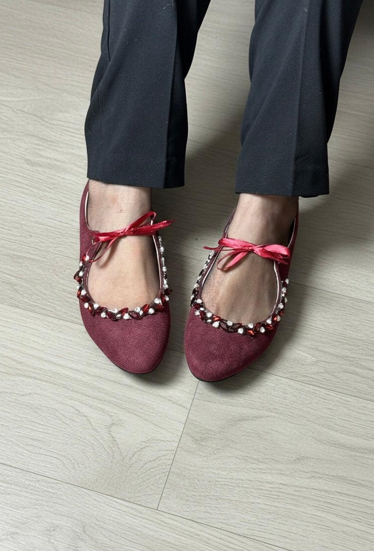 Lora crystal flat - Burgundy