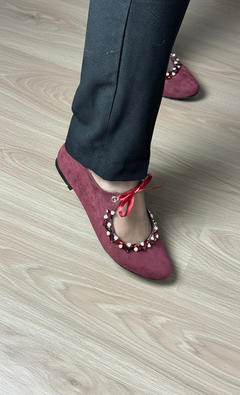 Lora crystal flat - Burgundy