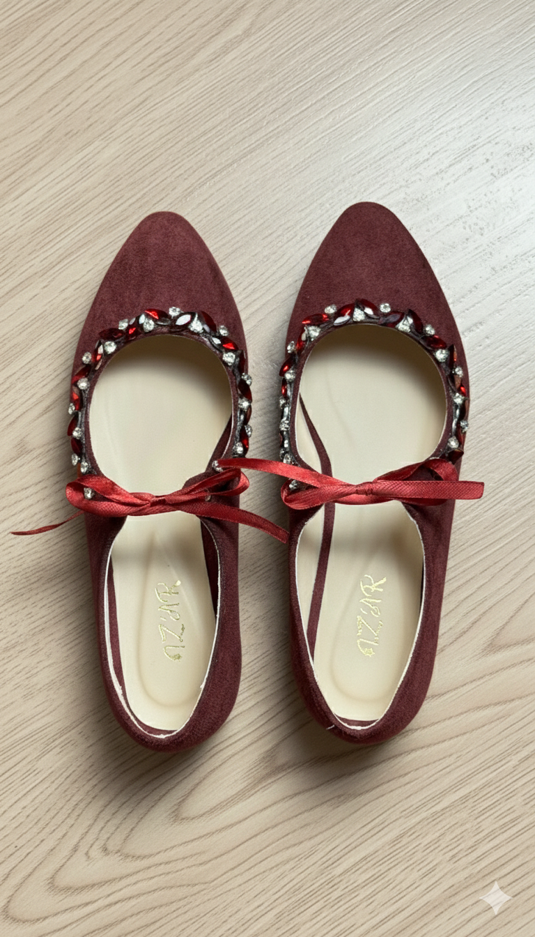 Lora crystal flat - Burgundy