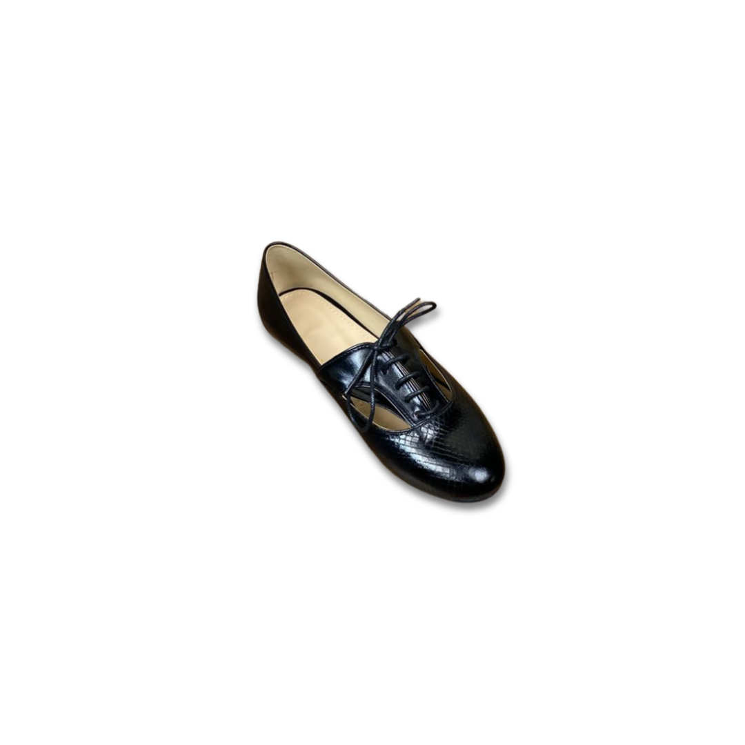 Metallic flat shoes- black