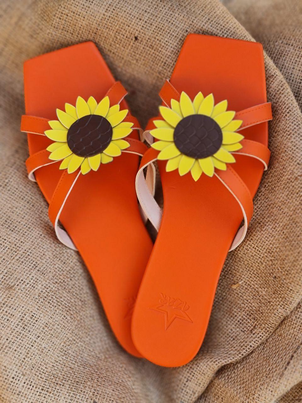 Strap sunflower slipper-orange