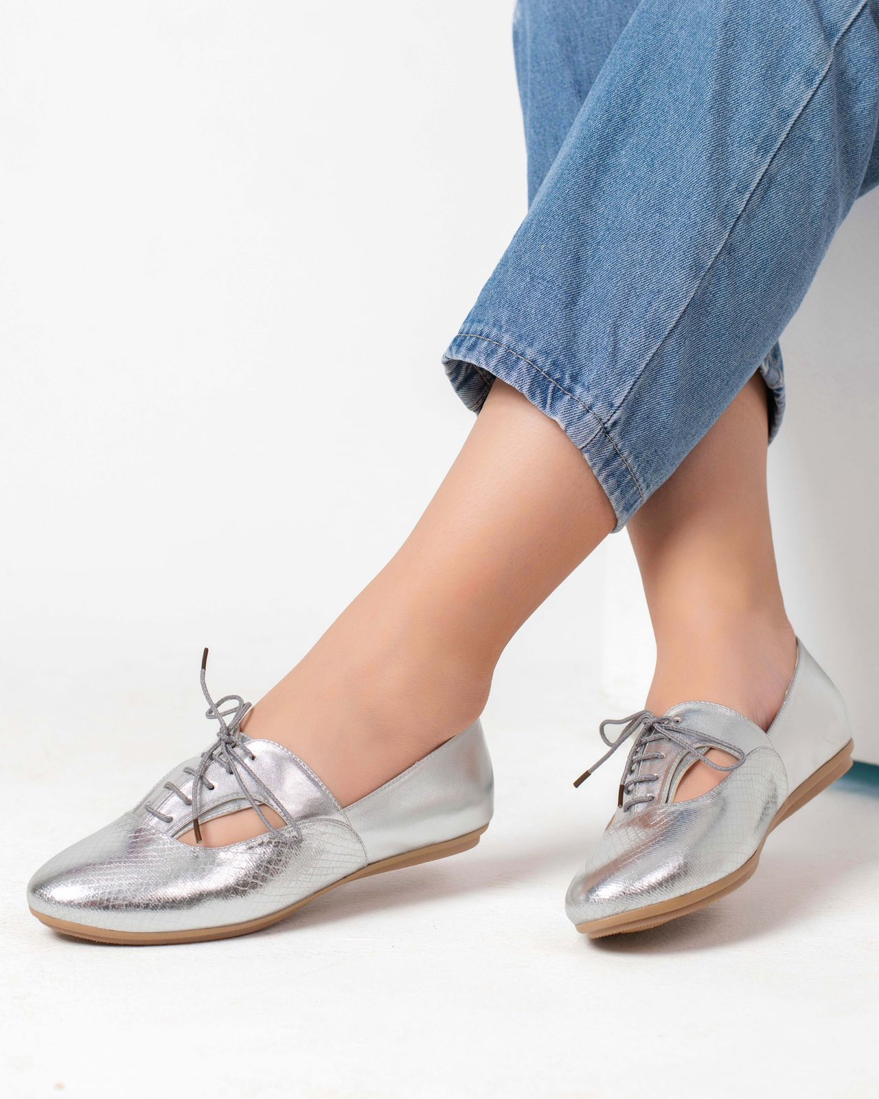 Metallic falt shoes- silver