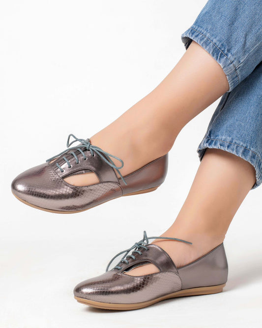 Metallic falt shoes- smoky